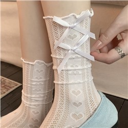 White lace tights, summer thin socks, shoes, mid-length
