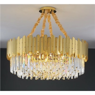 299-248 Люстра диам 100+80 см, выс. 45 см(х1)Кристаллы, нержавеющая сталь