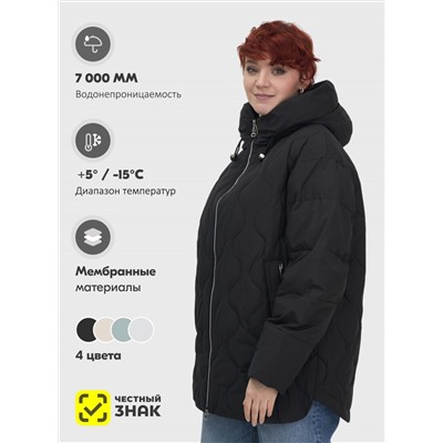 Куртка женская демисезонная с капюшоном черного цвета 1140Ch