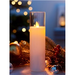 Светодиодная свеча «Белая», 20×5.5 см, от батареек AAx2, свечение тёплое белое