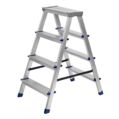 Стремянка двусторонняя 4 ступени, алюминиевая, Сибртех