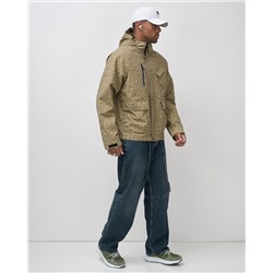 Куртка спортивная мужская весна осень бежевого цвета 25471B