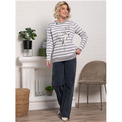 Блуза Журавлиная песня (бело-серая) Б15285-18М