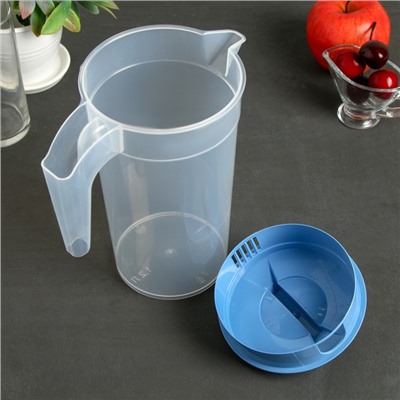 Кувшин для воды с крышкой, 1,2 л, пластик, МИКС