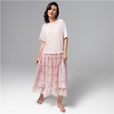 Платье комбинированное с кружевом, Доведу до мечты (soft pink)