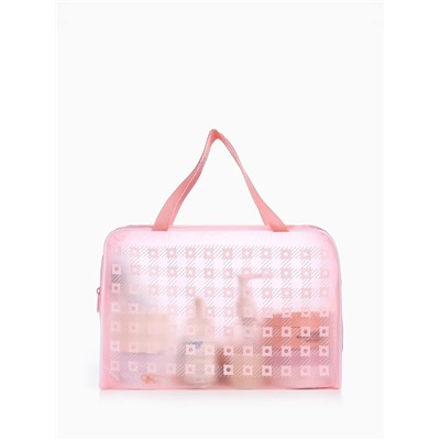 Косметичка - сумка на молнии, с ручками, для бассейна, с рисунком, розовая
