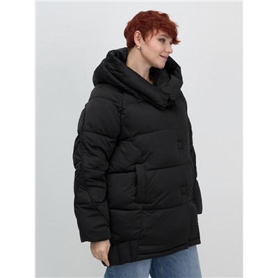 Куртка зимняя женская с капюшоном модная черного цвета 7651Ch