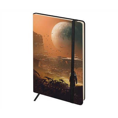 Записная книжка А5 80л. ЛАЙТ, кожзам, Greenwich Line "Future. New world", с резинкой, тиснение фольгой, блок в линию