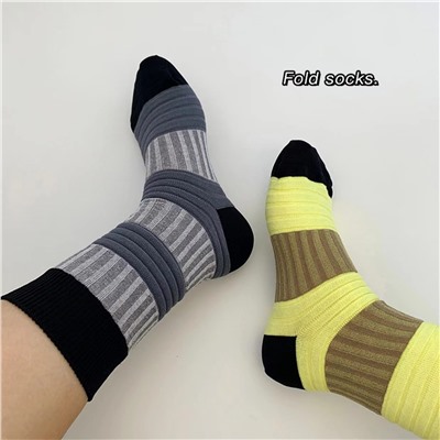 Japanese design flashlight, cotton socks for men and women, internet celebrity, mid-length