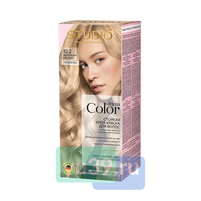 Ultima Color Studio Профешнл Стойкая крем-краска для волос 10.2 Жемчужный блондин, 50/50