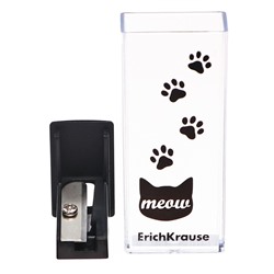 Точилка ErichKrause City Meow, 1 отверстие, с контейнером, пластиковая, МИКС