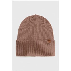 Czapka męska beanie prążkowana z wiskozą kolor beżowy