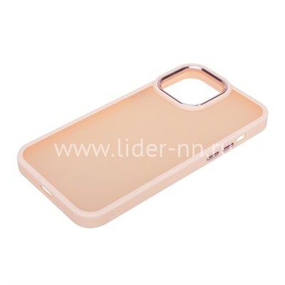 Задняя панель для  iPhone 13 6.1"  Силикон прозрачный/матовый (розовая)