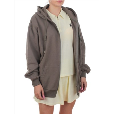 3265 KHAKI Худи на молнии женское (95% хлопок, 5% эластан)