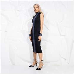 Платье-футляр с блестящим декором, Поцелуй удачи (blue, с манжетами)