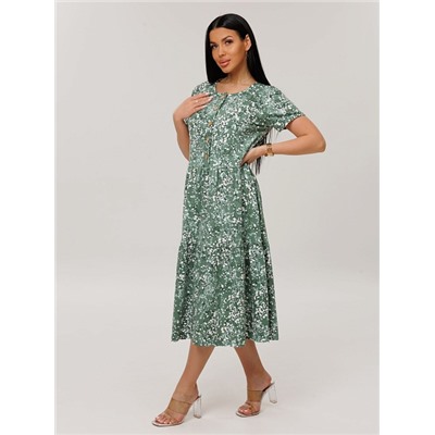 Женское платье Пл-116(К) / Зеленый (цветы)