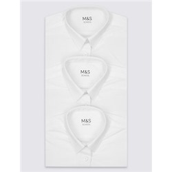 3pk Girls' Slim Fit Easy Iron School Shirts (2-16 Yrs)