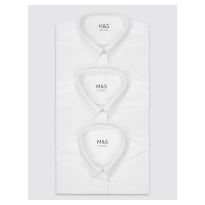 3pk Girls' Slim Fit Easy Iron School Shirts (2-16 Yrs)