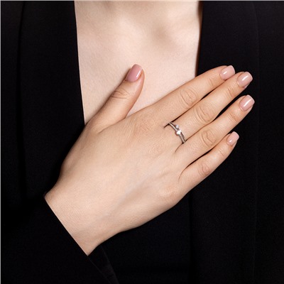 Кольцо Сп(аси и Сохрани) из серебра родированное литье с фианитом