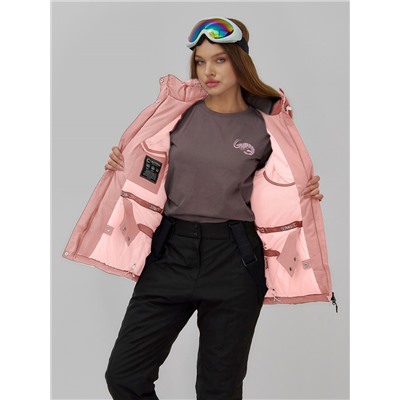 Горнолыжная куртка женская зимняя персикового цвета 7015_1P