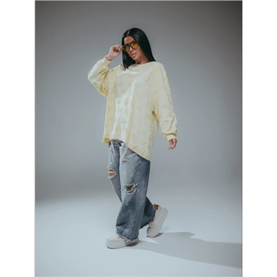 Свитшот Ребекка махра сердца сливочное масло Лт