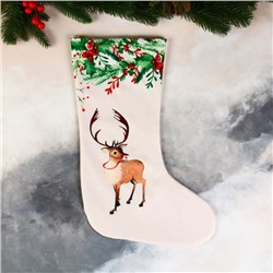 Носок для подарков «Олень в лесу» 26×40 см, белый