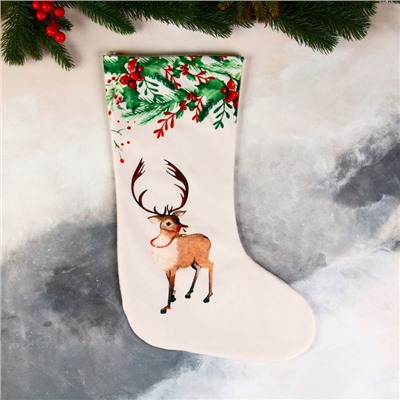 Носок для подарков «Олень в лесу» 26×40 см, белый
