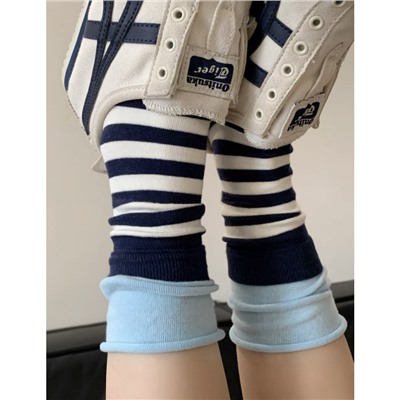 Early autumn niche design color striped double -layer socks inspiration Japanese stack wearing contrasting candy color long tube pile socks