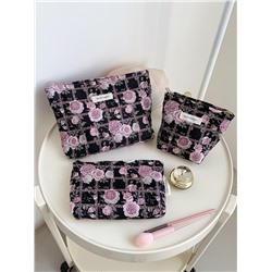 Retro quality capacious cosmetic bag, wallet, organizer bag, liner, handheld small clutch bag, flowered