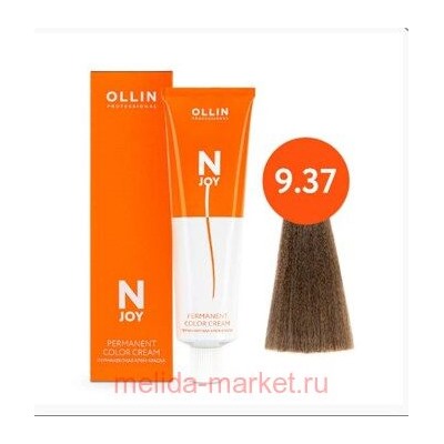 OLLIN "N-JOY" 9/37 – блондин золотисто-коричневый, перманентная крем-краска для волос 100мл