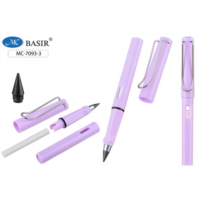 Вечный карандаш с ластиком сиреневый пластик корпус 13,7см МС-7093-3/50/Китай
