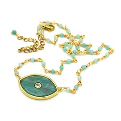 Чокер с подвеской из амазонита Око 27*18мм, 40см