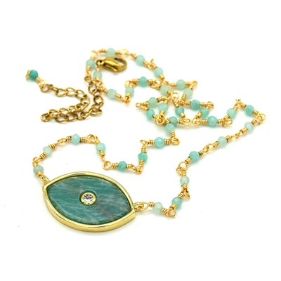 Чокер с подвеской из амазонита Око 27*18мм, 40см