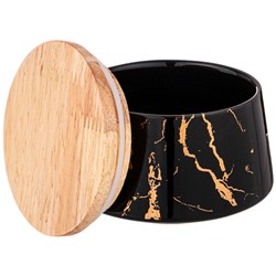 БАНКА С ДЕРЕВ.КРЫШКОЙ LEFARD "FANTASY" 13,5*7,5 СМ 600 МЛ ЧЕРНАЯ (КОР=24ШТ.)