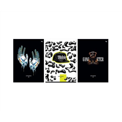 Тетрадь 96л., А4, клетка BG "Black drip", матовая ламинация, выб. лак