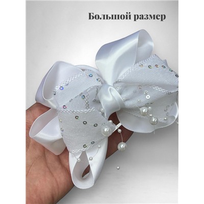 Бантик на эластичной резинке белый 6 шт Арт 200/12