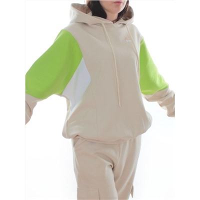3156/3157 BEIGE/LT. GREEN Костюм спортивный женский (95% хлопок, 5% эластан)
