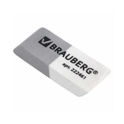 Ластик BRAUBERG ASSISTANT 41х14х8 мм, серо-белый, прямоугольный, скошенный, 222461