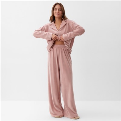 Костюм женский (рубашка и брюки) KAFTAN Plushy р. 52-54, розовый