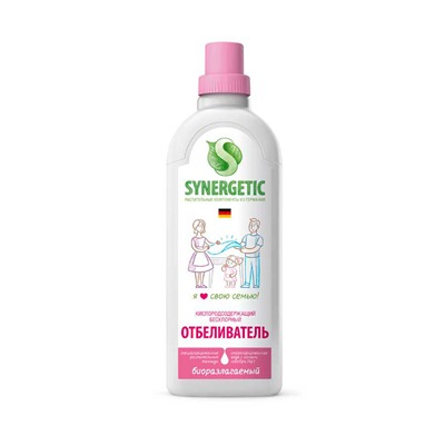 SYNERGETIC Отбеливатель для белья без хлора, кислородосодержащий, 1000 мл.