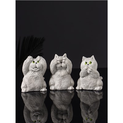 Набор фигурок «Три кота: ничего не вижу, не слышу, не говорю», гипс, 7 см, серый