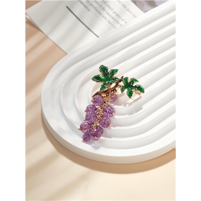 Брошь «Аметист» виноград, подвижные бусины, зелёно-фиолетовая в золоте