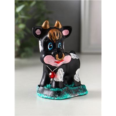 Копилка для денег «Бычок», гипс, 11.5×10×6.5 см, чёрный