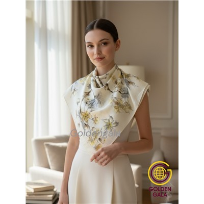 Платок утепленный "Цветы яблони" Арт 2025/03 (молочный)