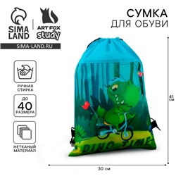 Мешок для обуви Dinotime, нетканое полотно, размер 41×30 см