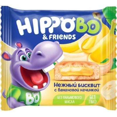 Пирожные Hippo Bo с банановой начинкой 32г/1 уп 12шт/KDV
