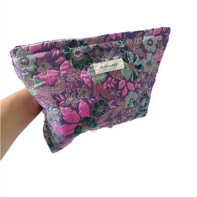 Quality retro capacious cosmetic bag, wallet, organizer bag, liner, handheld small clutch bag, flowered