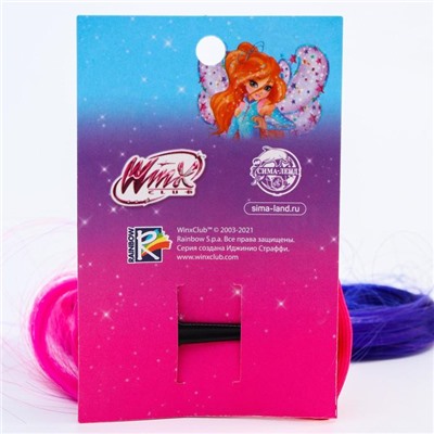 Прядь для волос бант со стразой, градиент фуксия, WINX