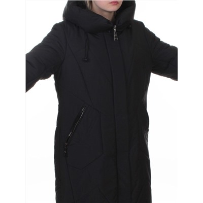 A618 BLACK Пальто зимнее женское (верблюжья шерсть, 120 гр. холлофайбер)