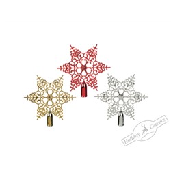 Верхушка "Звезда" узорная, асс. из 3-х: красная, золотая, серебряная, 20 см